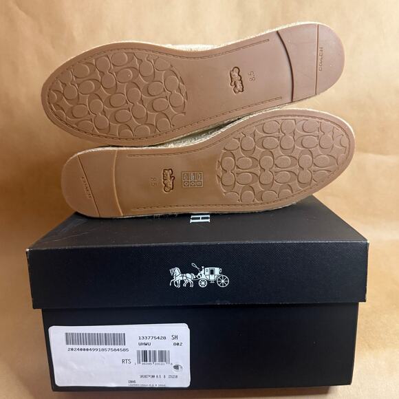 BNWB COACH Camilla Logo Flat Leather Loafer-Espadrilles In Off White Chalk -8.5 - Picture 3 of 9